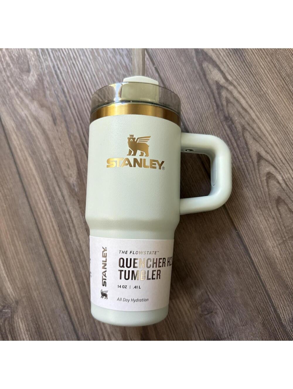 Stanley 14 oz Quencher H2.0 FlowState Tumbler Gilded Celadon NWOB